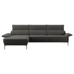 Ecksofa in Boucl&eacute; Dunkelgrau 186/330 cm