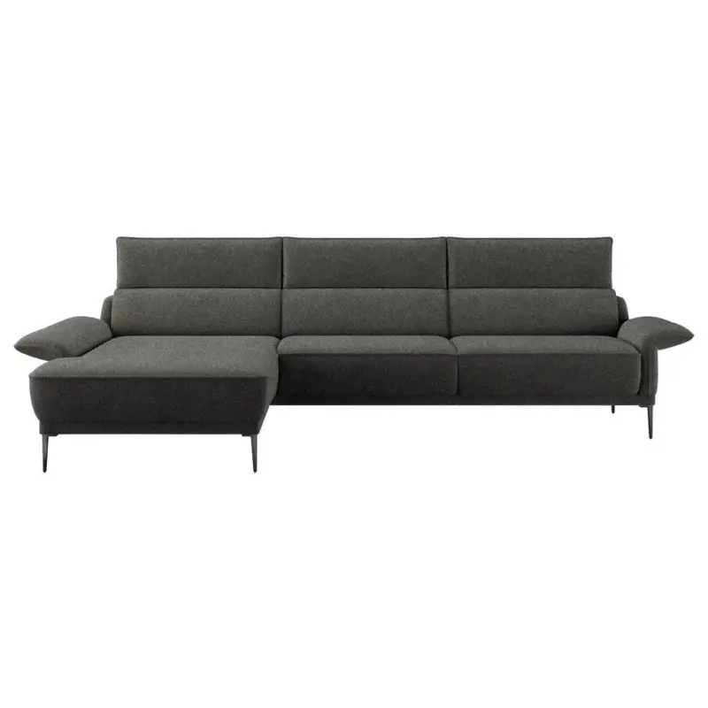 Ecksofa in Boucl&eacute; Dunkelgrau 186/330 cm