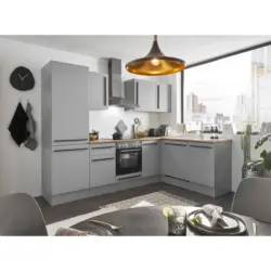 Eckk&uuml;che 280/175 cm in Grau, Eichefarben
