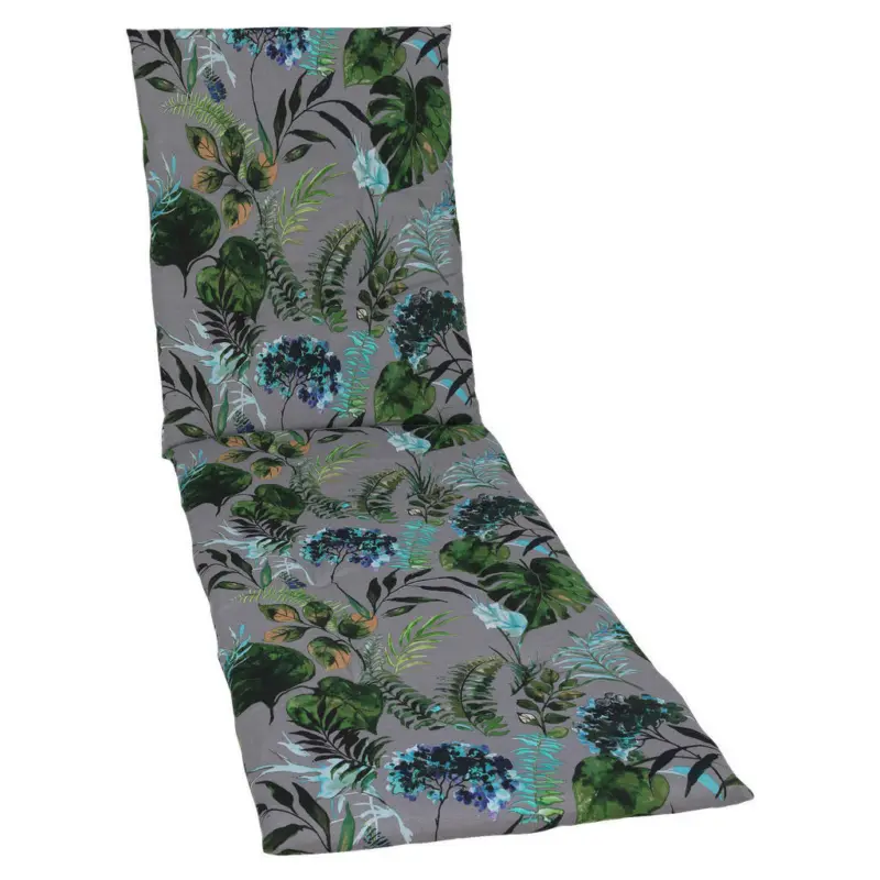 Liegenauflage in Anthrazit, Gr&uuml;n Bl&auml;tter