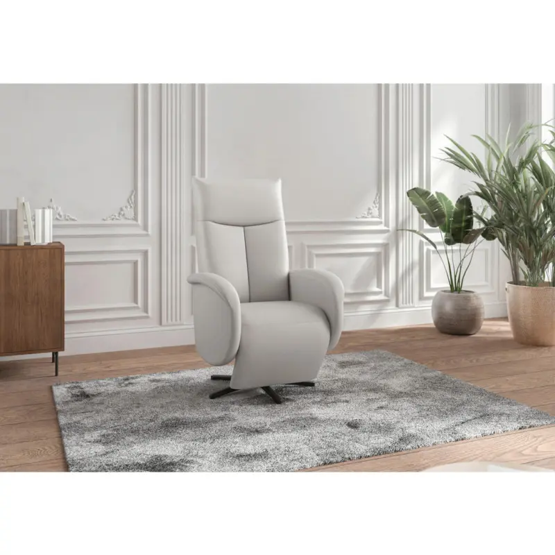 Relaxsessel in Leder Hellgrau