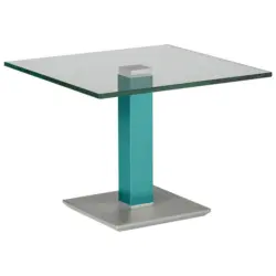 Beistelltisch in Metall, Glas 60/60/46-65 cm