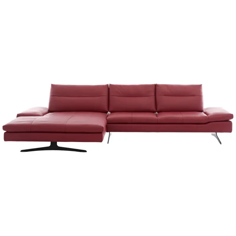 Ecksofa in Echtleder Rot 158/342 cm