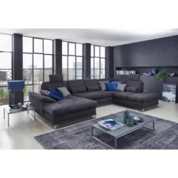 Wohnlandschaft in Flachgewebe Dunkelblau