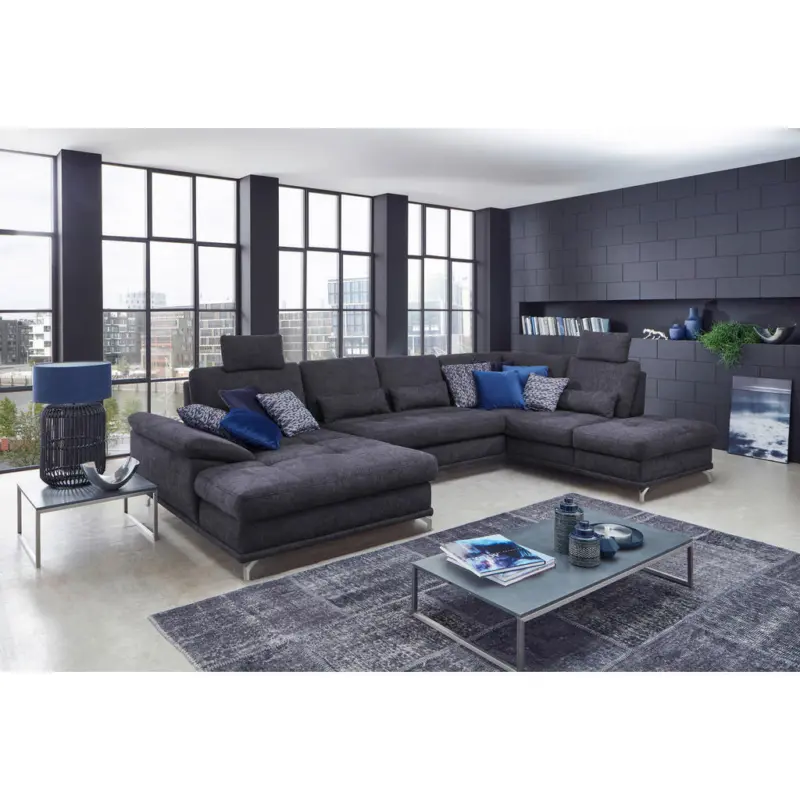 Wohnlandschaft in Flachgewebe Dunkelblau