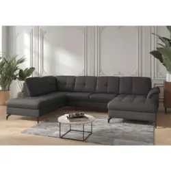 Wohnlandschaft Zora E in Echtleder Anthrazit