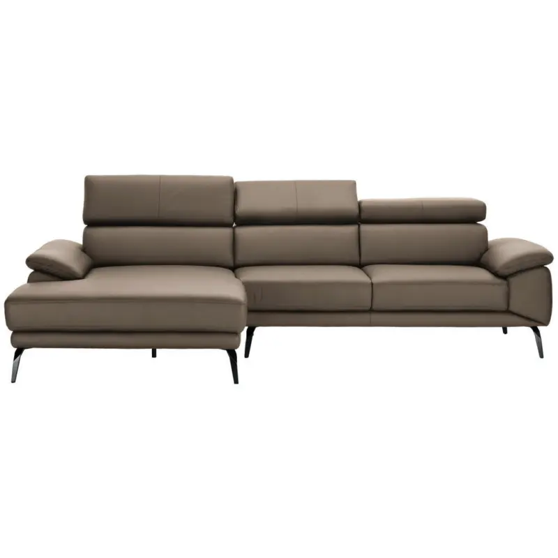 Ecksofa in Echtleder Hellbraun 187/295 cm