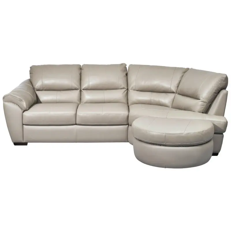 Ecksofa in Kombination Echtleder/Lederlook Greige 273/194 cm