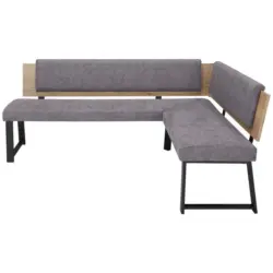 Eckbank 170/160 cm in Grau, Schwarz, Eichefarben