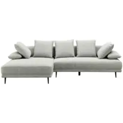 Ecksofa in Mikrofaser Hellgrau 171/282 cm