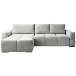 Ecksofa in Chenille Silberfarben