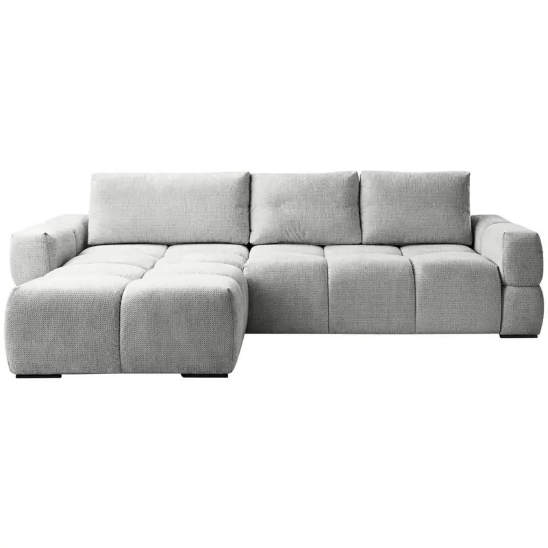 Ecksofa in Chenille Silberfarben