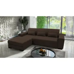 Ecksofa Classic in Struktur, Boucl&eacute; Braun