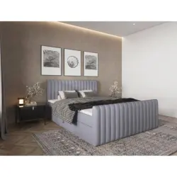 Boxbett 160/200 cm in Silberfarben