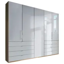 Faltt&uuml;renschrank in Wei&szlig;, Eichefarben