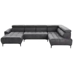 Wohnlandschaft in Velours Graphitfarben