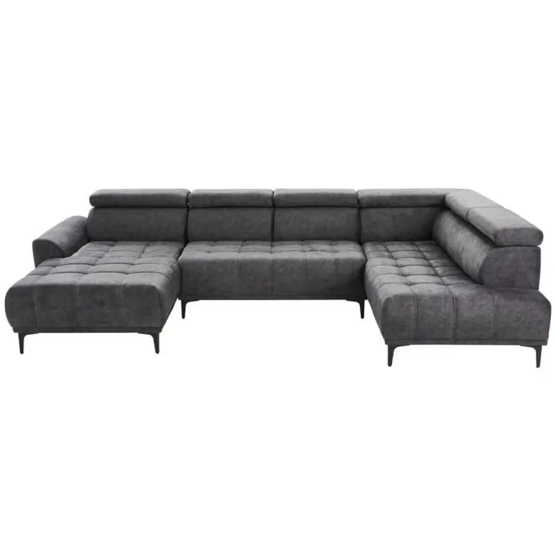 Wohnlandschaft in Velours Graphitfarben