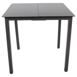 Gartentisch Metall, Glas Schwarz quadratisch