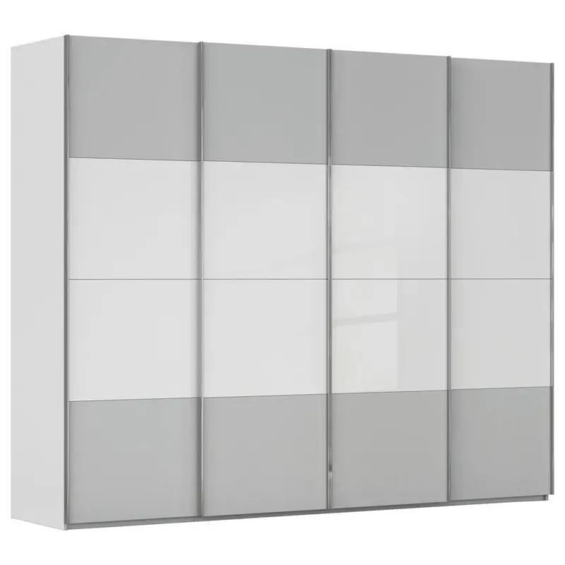 Schwebet&uuml;renschrank in Wei&szlig;, Seidengrau