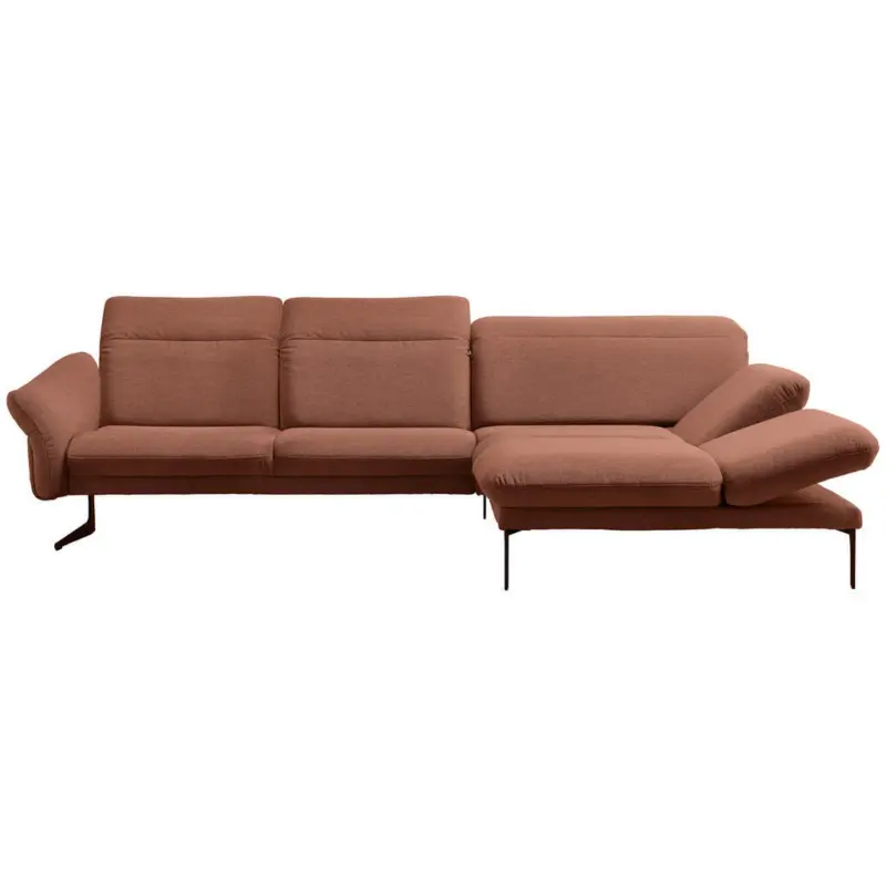 Ecksofa in Webstoff Terracotta 299/203 cm