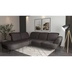 Ecksofa Dance E in Flachgewebe Graphitfarben 270/302 cm