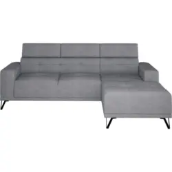 Ecksofa in Chenille Grau 264/178 cm