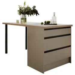 K&uuml;cheninsel in Grau, Schwarz, Kaschmir