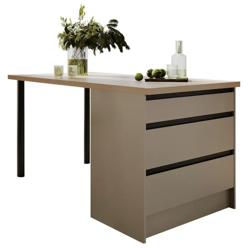 K&uuml;cheninsel in Grau, Schwarz, Kaschmir