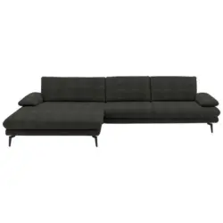 Ecksofa in Velours Dunkelgrau 180/310 cm