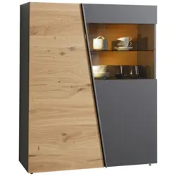 Highboard Graphitfarben, Wildeiche 96/138/42,3 cm