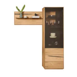 Vitrine in furniert Wildeiche Braun, Schwarz, Eichefarben