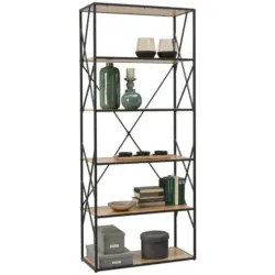 Regal 80/190/35 cm Schwarz, Eichefarben