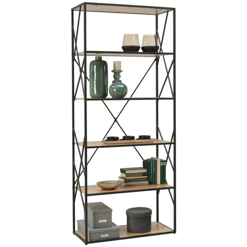 Regal 80/190/35 cm Schwarz, Eichefarben