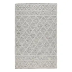 Handwebteppich 110/170 cm Lia Creme, Dunkelgrau