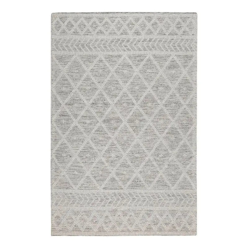 Handwebteppich 110/170 cm Lia Creme, Dunkelgrau