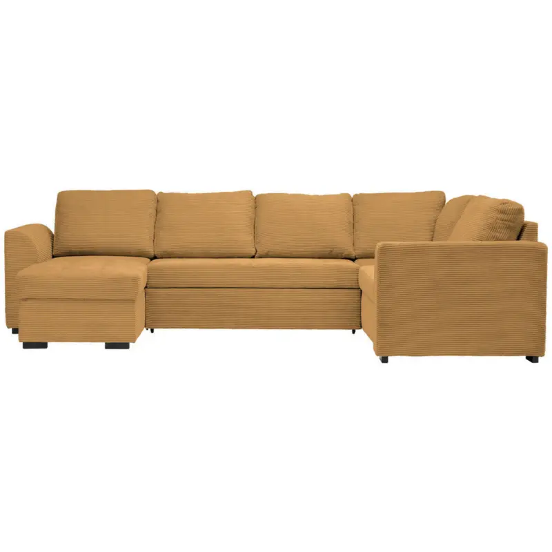 Wohnlandschaft in Cord, Velours Currygelb