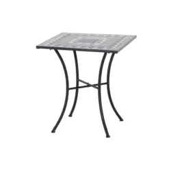 Gartentisch Metall, Keramik Schwarz quadratisch