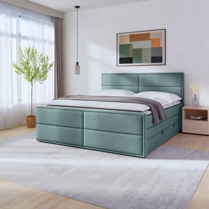 Boxspringbett 180/200 cm in Blau
