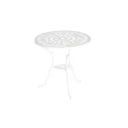 Gartentisch 70/70/68 cm Metall Wei&szlig; rund