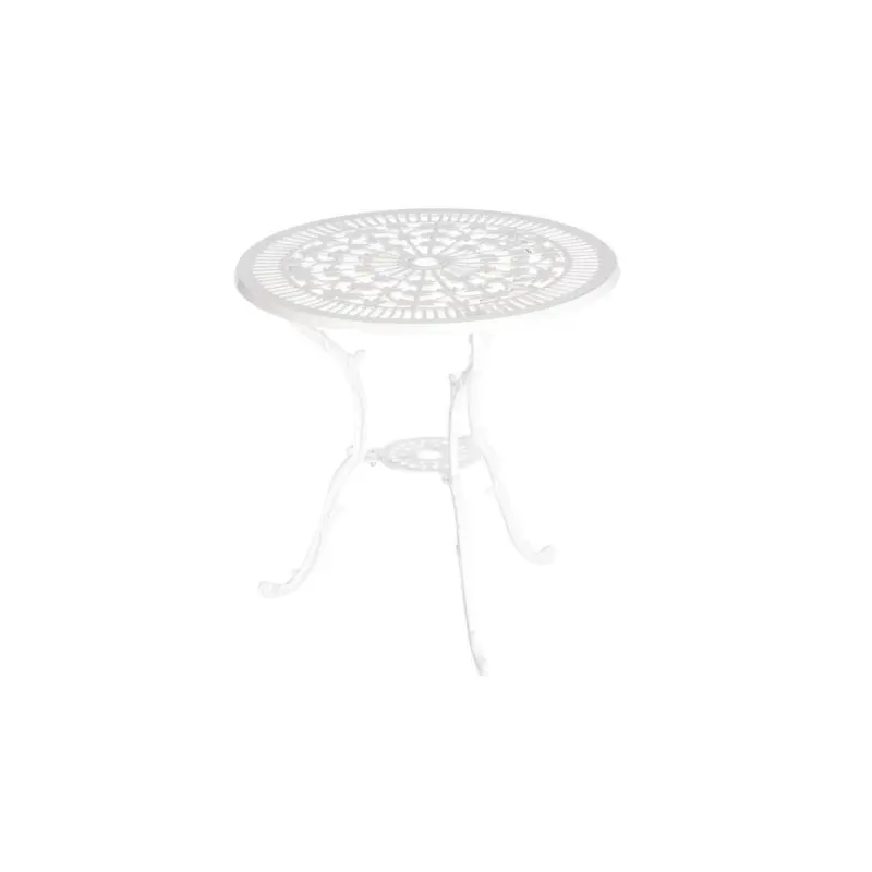 Gartentisch 70/70/68 cm Metall Wei&szlig; rund