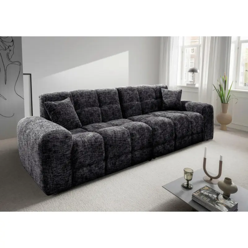 Viersitzer-Sofa in Struktur Schwarz