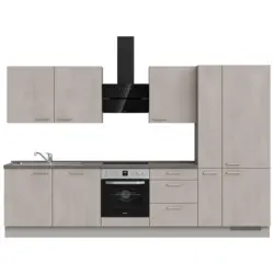 K&uuml;chenleerblock 330 cm in Grau, Schieferfarben, Hellgrau