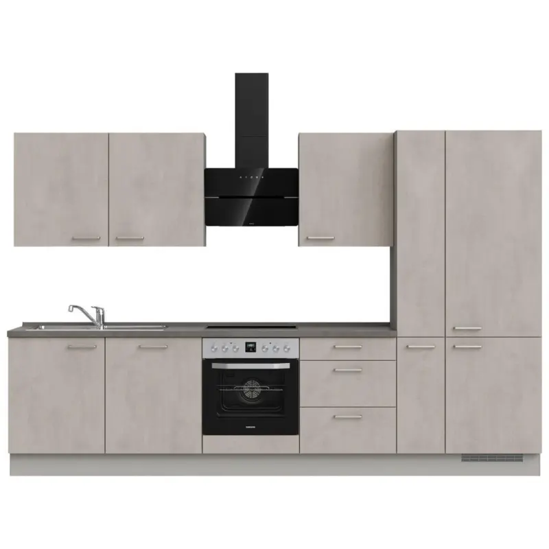 K&uuml;chenleerblock 330 cm in Grau, Schieferfarben, Hellgrau