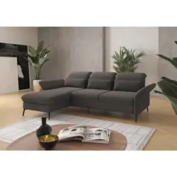Ecksofa in Flachgewebe Graphitfarben 198/264 cm