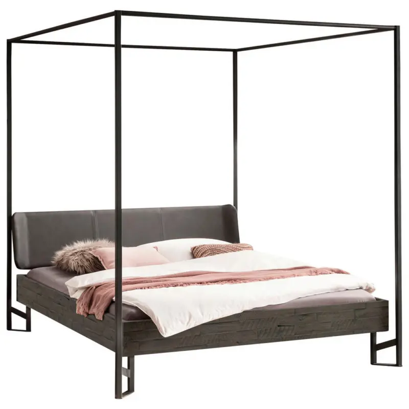 Himmelbett 180/200 cm in Anthrazit, Grau, Akaziefarben