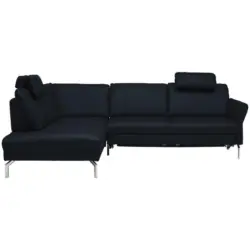 Ecksofa Beldomo premium in Echtleder Dunkelblau 220/284 cm