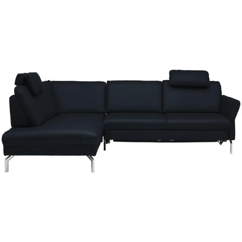 Ecksofa Beldomo premium in Echtleder Dunkelblau 220/284 cm