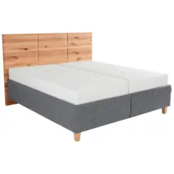 Polsterbett Matratze, Lattenrost, Bettkasten Grau, Buchefarben 200/200 cm