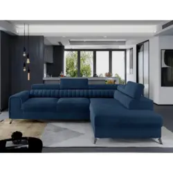 Ecksofa in Samt Blau 278/205 cm