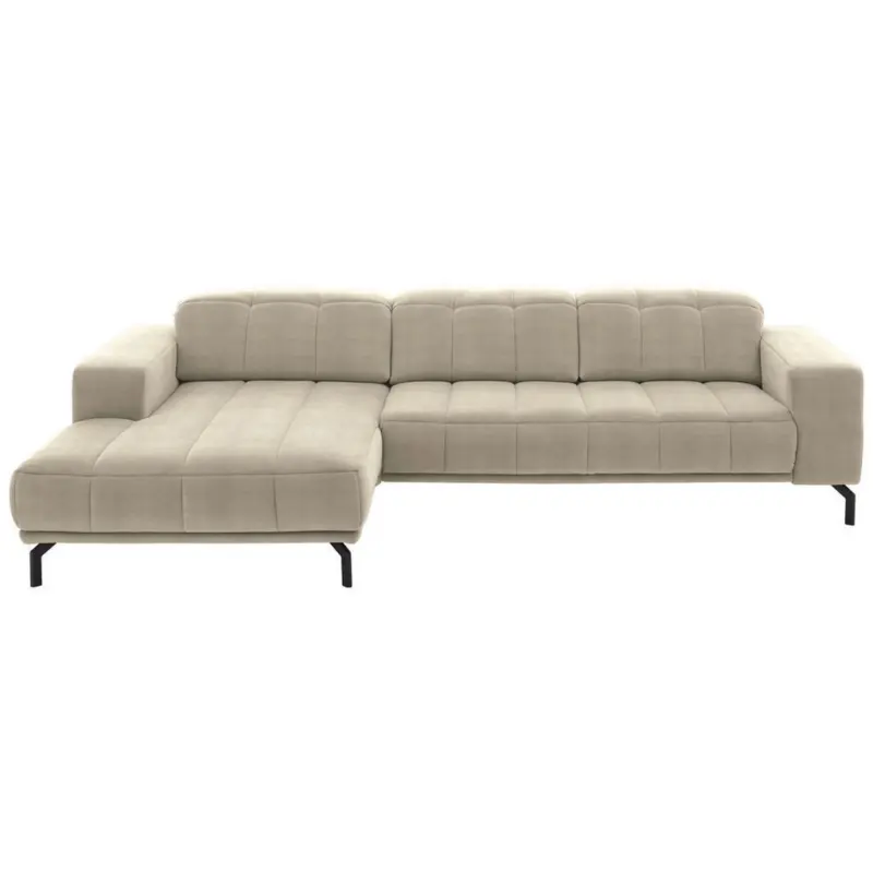 Ecksofa in Velours Creme 195/293 cm